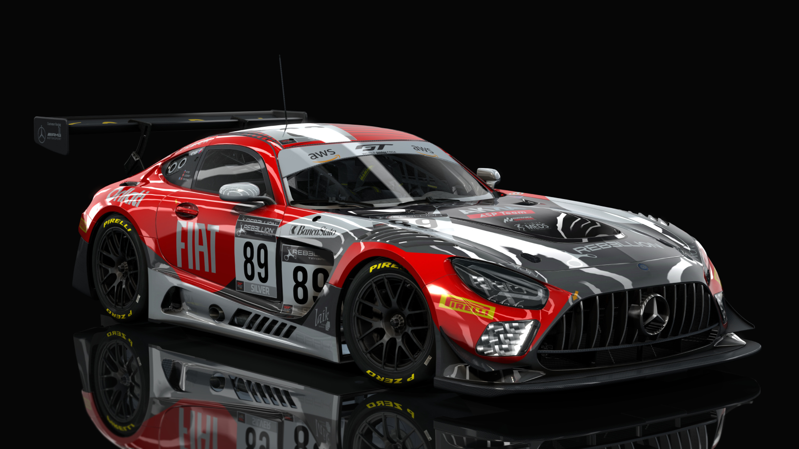 AMG GT3 EVO, skin Akka #89 Imola