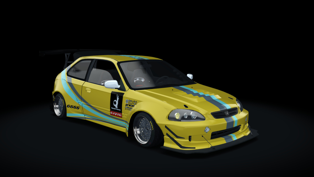 Honda Civic EK Hillclimb, skin yellow_pandem