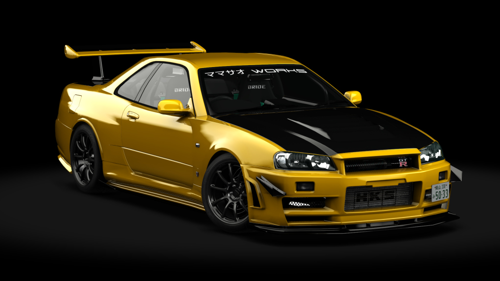 湾岸 Nissan Skyline GT-R BNR34 Mamasao Works, skin Lightning Yellow