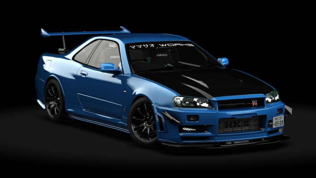 湾岸 Nissan Skyline GT-R BNR34 Mamasao Works, skin Mineva Blue