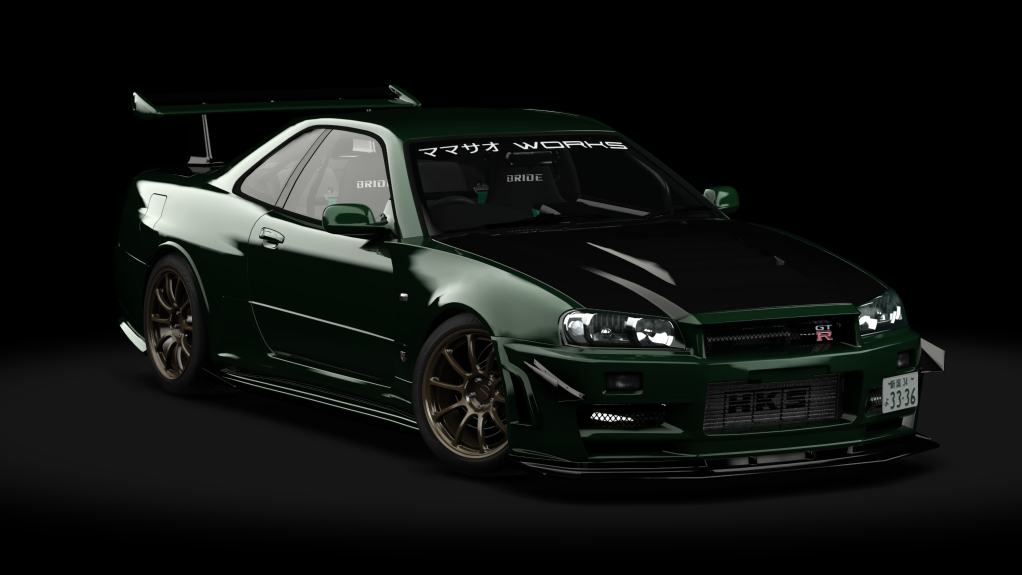 湾岸 Nissan Skyline GT-R BNR34 Mamasao Works, skin Oak Green