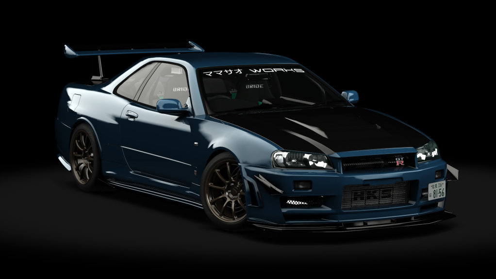 湾岸 Nissan Skyline GT-R BNR34 Mamasao Works, skin Petrol Blue