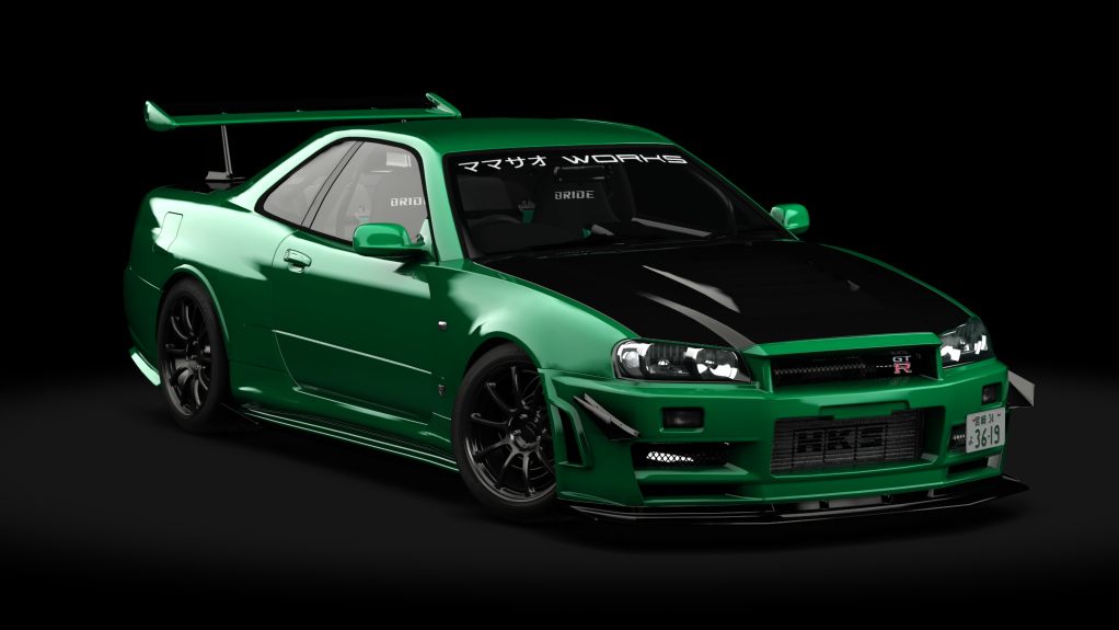 湾岸 Nissan Skyline GT-R BNR34 Mamasao Works, skin Viper Green